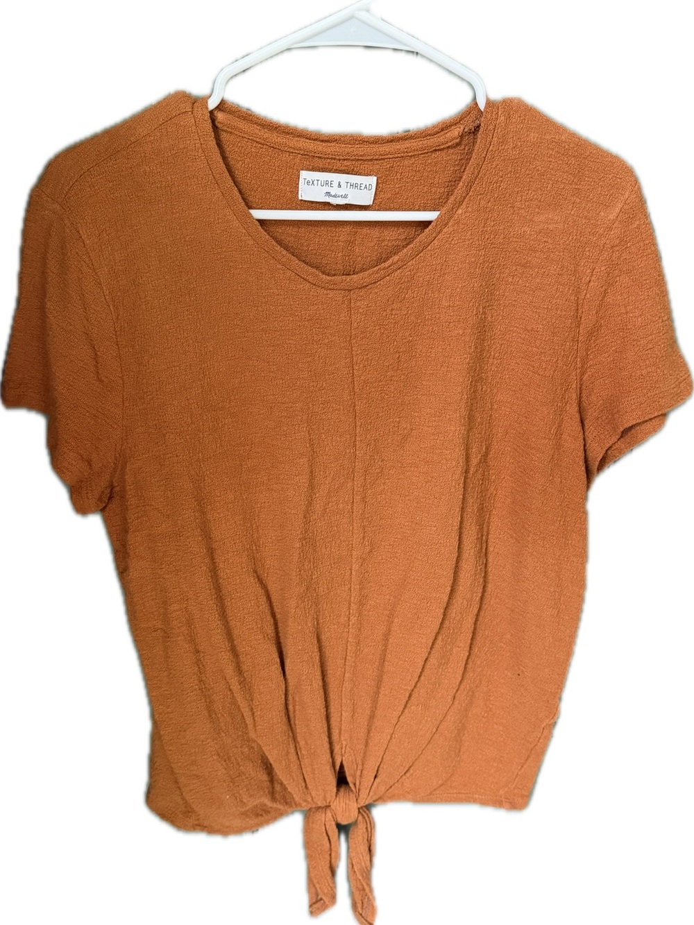 Madewell Rust Tie-Front Short Sleeve Top